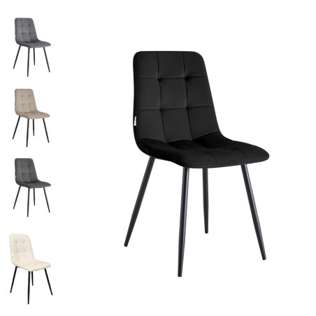 Krzesło FOX z przeszyciem tkanina Welur noga metalowa