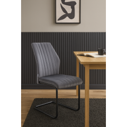 Krzesło IVO nowoczesne tkanina Welur płoza metalowa czarna