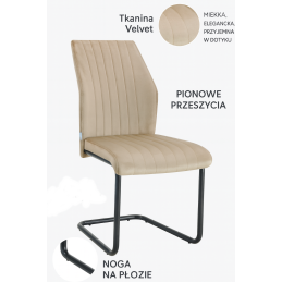 Krzesło IVO welur czarne na płozach