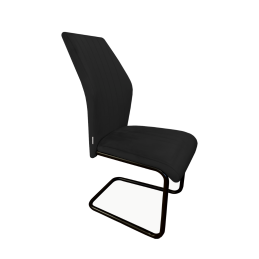 Krzesło IVO nowoczesne tkanina Welur płoza metalowa czarna