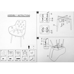 Krzesło EMMA pikowane tkanina Welur noga metalowa