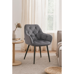 Krzesło EMMA pikowane tkanina Welur noga metalowa