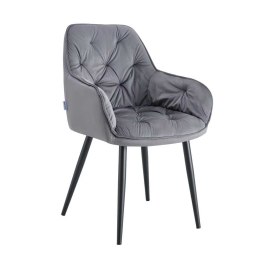 Krzesło EMMA pikowane tkanina Welur noga metalowa