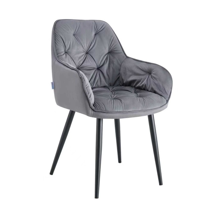 Krzesło EMMA pikowane tkanina Welur noga metalowa