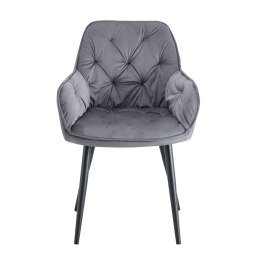 Krzesło EMMA pikowane tkanina Welur noga metalowa