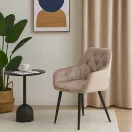 Krzesło EMMA pikowane tkanina Welur noga metalowa