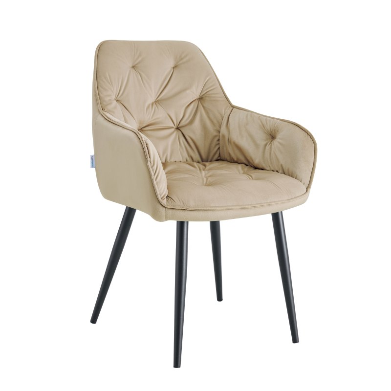 Krzesło EMMA pikowane tkanina Welur noga metalowa