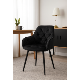 Krzesło EMMA pikowane tkanina Welur noga metalowa