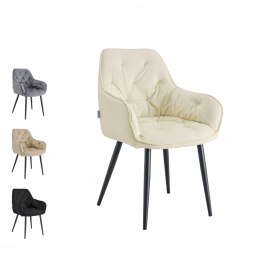 Krzesło EMMA pikowane tkanina Welur noga metalowa