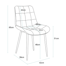 Krzesło Cherry tkanina Welur tapicerowane noga metalowa