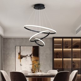 Lampa nowoczesna LED wisząca sufitowa pierścienie AT60-3KSL-BLACK