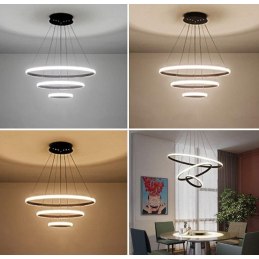 Lampa nowoczesna LED wisząca sufitowa pierścienie AT60-3KSL-BLACK