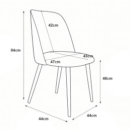 Krzesło GOYA welur z metalowymi nogami