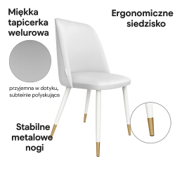 Krzesło GOYA welur z metalowymi nogami