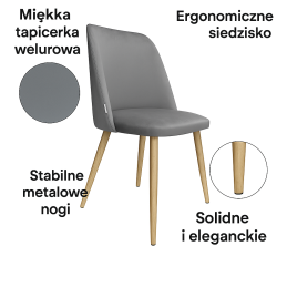 Krzesło GOYA welur z metalowymi nogami