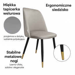 Krzesło GOYA welur z metalowymi nogami