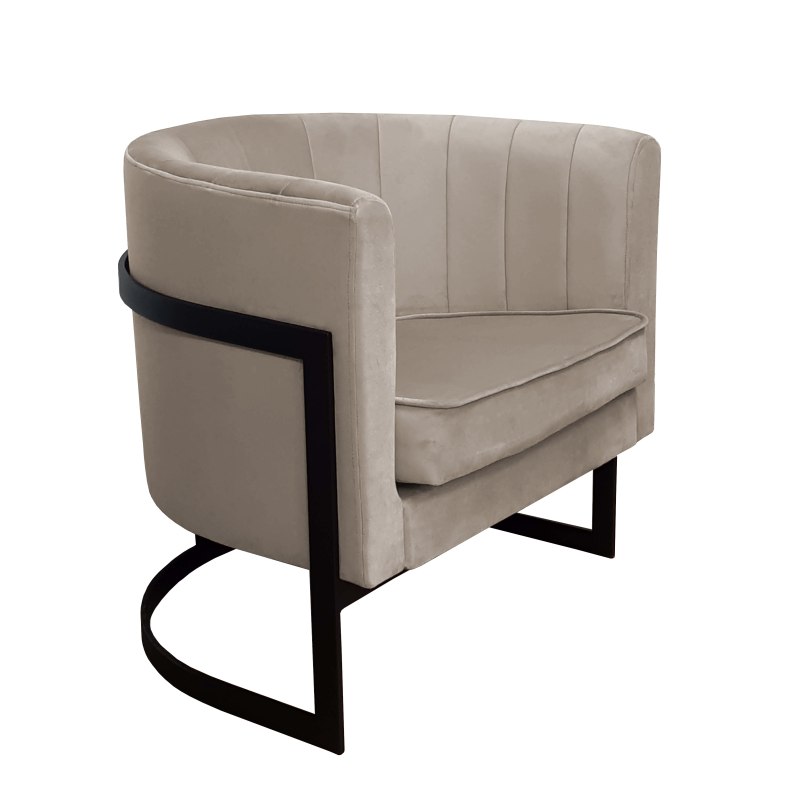 Fotel Glamour welur z metalową podstawą