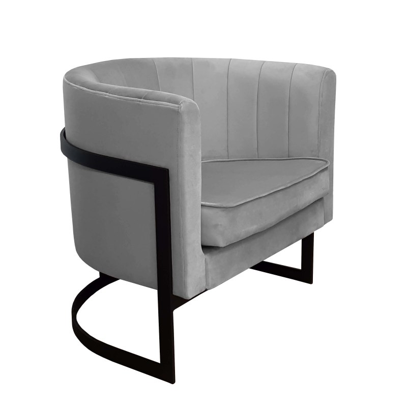 Fotel Glamour welur z metalową podstawą