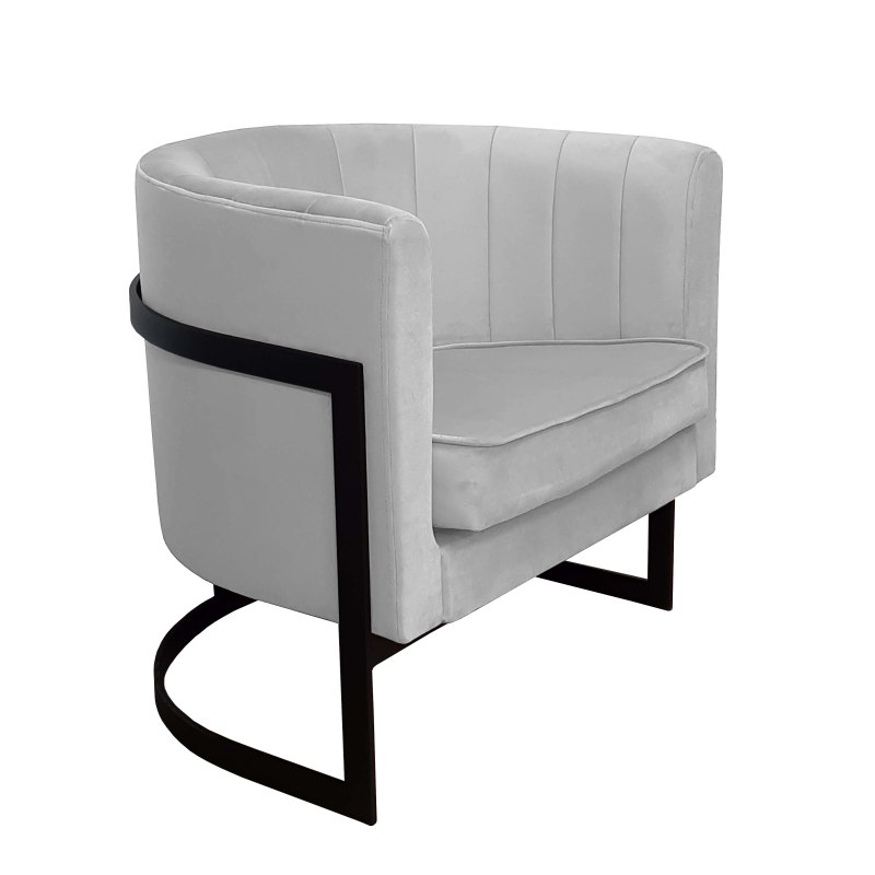 Fotel Glamour welur z metalową podstawą