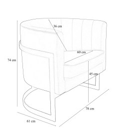 Fotel Glamour welur z metalową podstawą