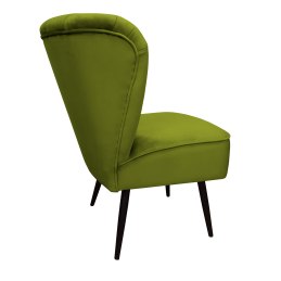 Fotel PRL tapicerowany welurem z metalowymi nogami