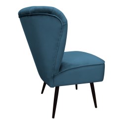 Fotel PRL tapicerowany welurem z metalowymi nogami