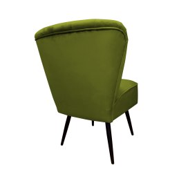 Fotel PRL tapicerowany welurem z metalowymi nogami