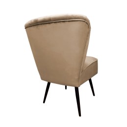 Fotel PRL tapicerowany welurem z metalowymi nogami