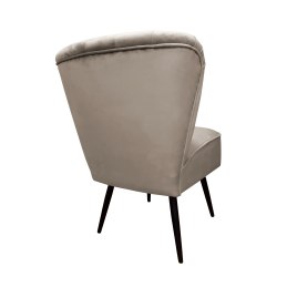 Fotel PRL tapicerowany welurem z metalowymi nogami