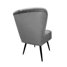 Fotel PRL tapicerowany welurem z metalowymi nogami