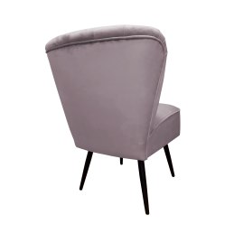 Fotel PRL tapicerowany welurem z metalowymi nogami