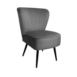 Fotel PRL tapicerowany welurem z metalowymi nogami