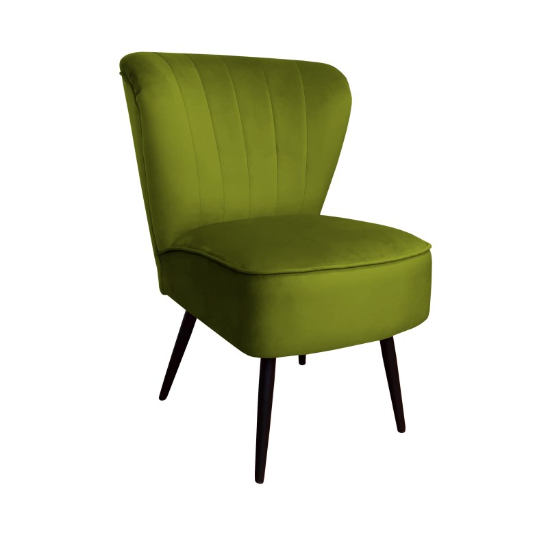 Fotel PRL tapicerowany welurem z metalowymi nogami