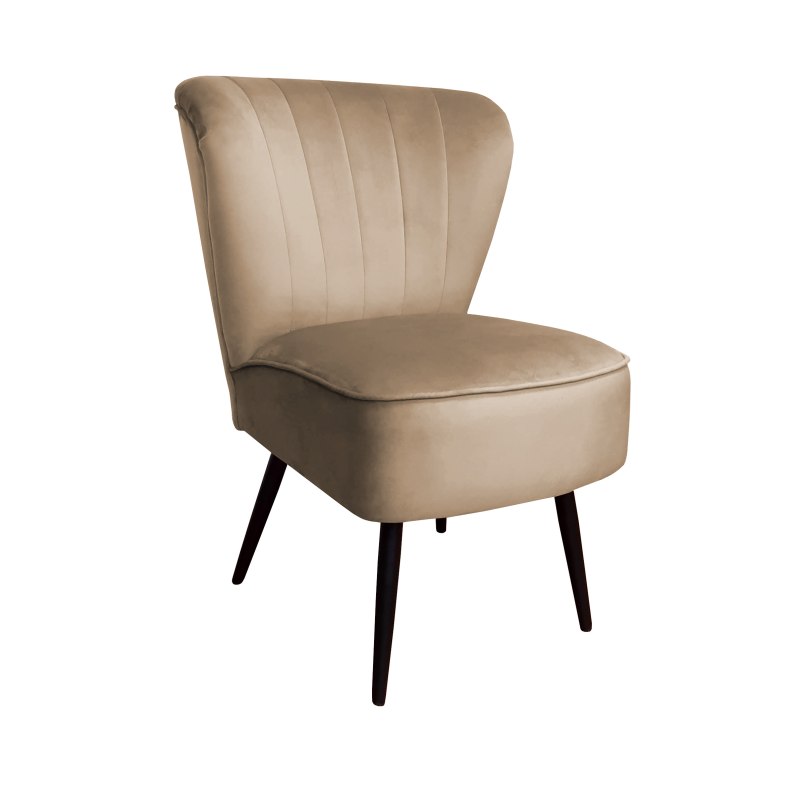 Fotel PRL tapicerowany welurem z metalowymi nogami