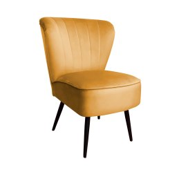 Fotel PRL tapicerowany welurem z metalowymi nogami