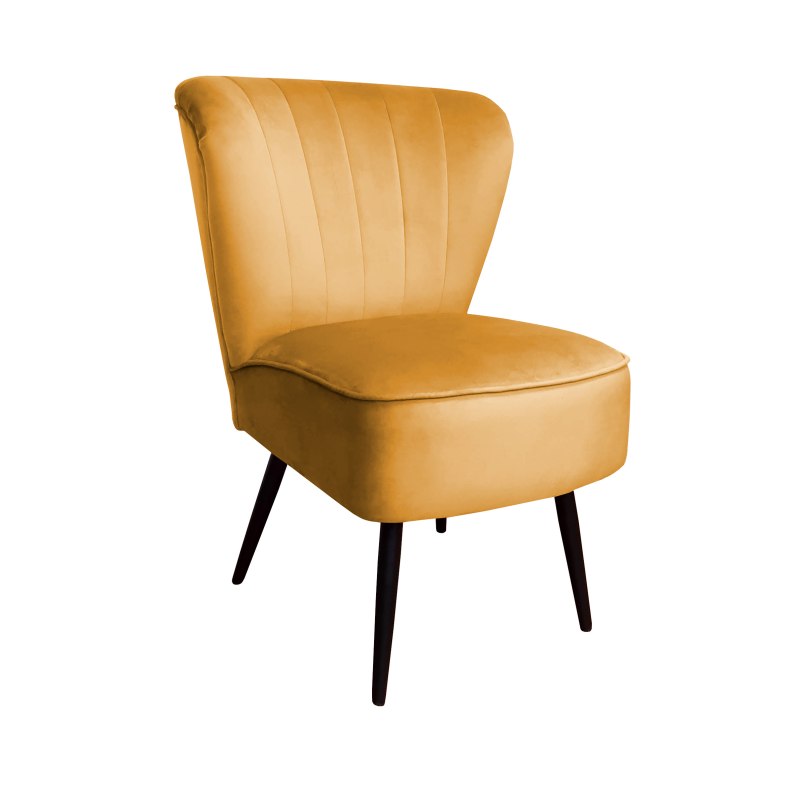 Fotel PRL tapicerowany welurem z metalowymi nogami