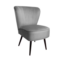 Fotel PRL tapicerowany welurem z metalowymi nogami