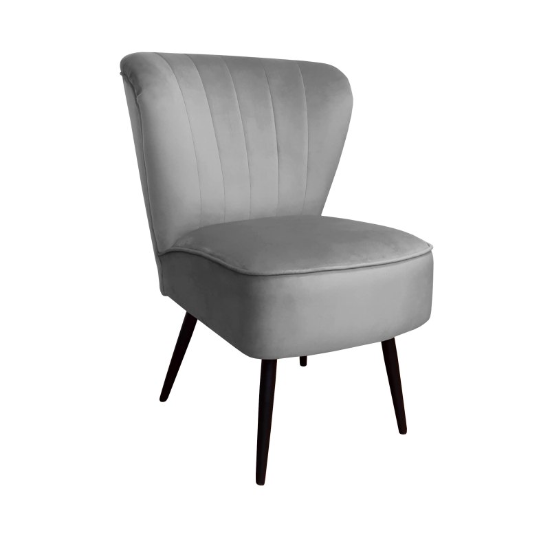 Fotel PRL tapicerowany welurem z metalowymi nogami