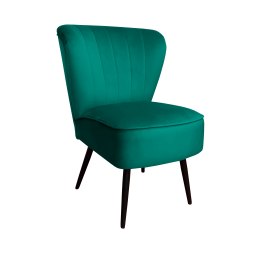 Fotel PRL tapicerowany welurem z metalowymi nogami