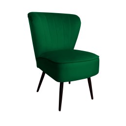 Fotel PRL tapicerowany welurem z metalowymi nogami