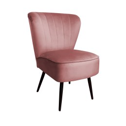 Fotel PRL tapicerowany welurem z metalowymi nogami