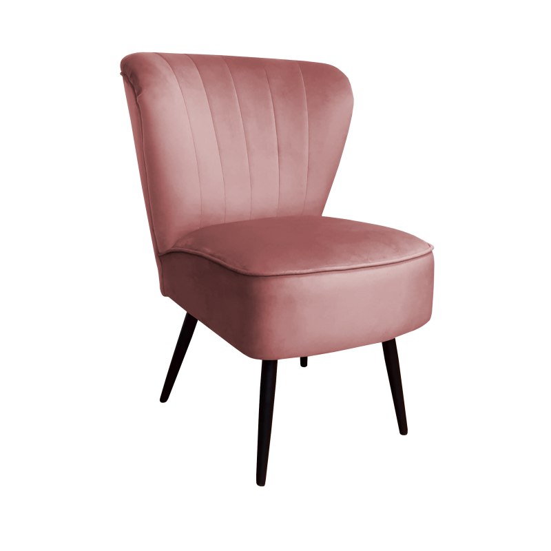 Fotel PRL tapicerowany welurem z metalowymi nogami