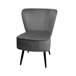 Fotel PRL tapicerowany welurem z metalowymi nogami