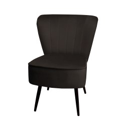 Fotel PRL tapicerowany welurem z metalowymi nogami