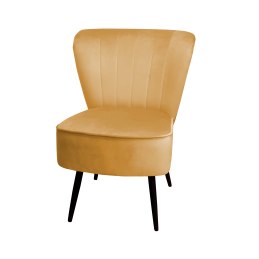 Fotel PRL tapicerowany welurem z metalowymi nogami