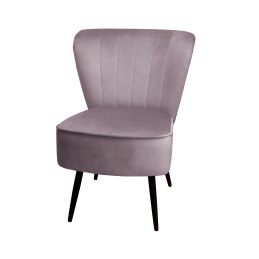 Fotel PRL tapicerowany welurem z metalowymi nogami