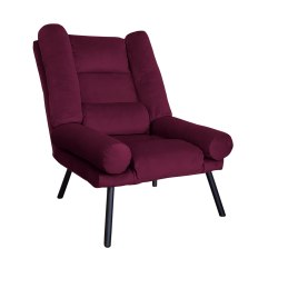 Fotel TOKIO tkanina Welur rozkładany z podnóżkiem noga metalowa