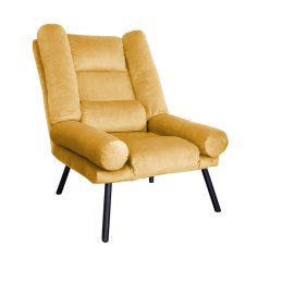 Fotel TOKIO tkanina Welur rozkładany z podnóżkiem noga metalowa