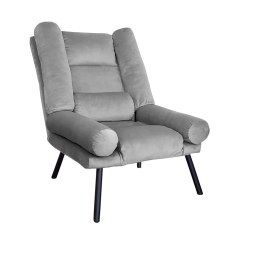 Fotel TOKIO tkanina Welur rozkładany z podnóżkiem noga metalowa