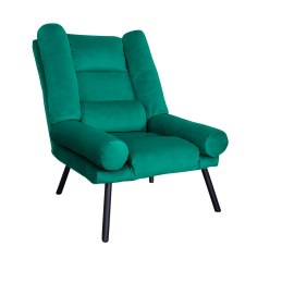 Fotel TOKIO tkanina Welur rozkładany z podnóżkiem noga metalowa